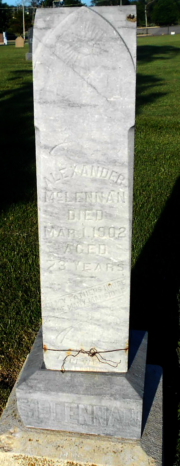 Photo of headstones/Alexander McLennan Headstone 1902 Moore Cemetery, Cleveland County, OK, USA